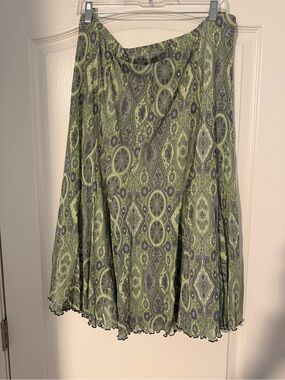 Emma James Green Paisley Midi Skirt with Purple Detail